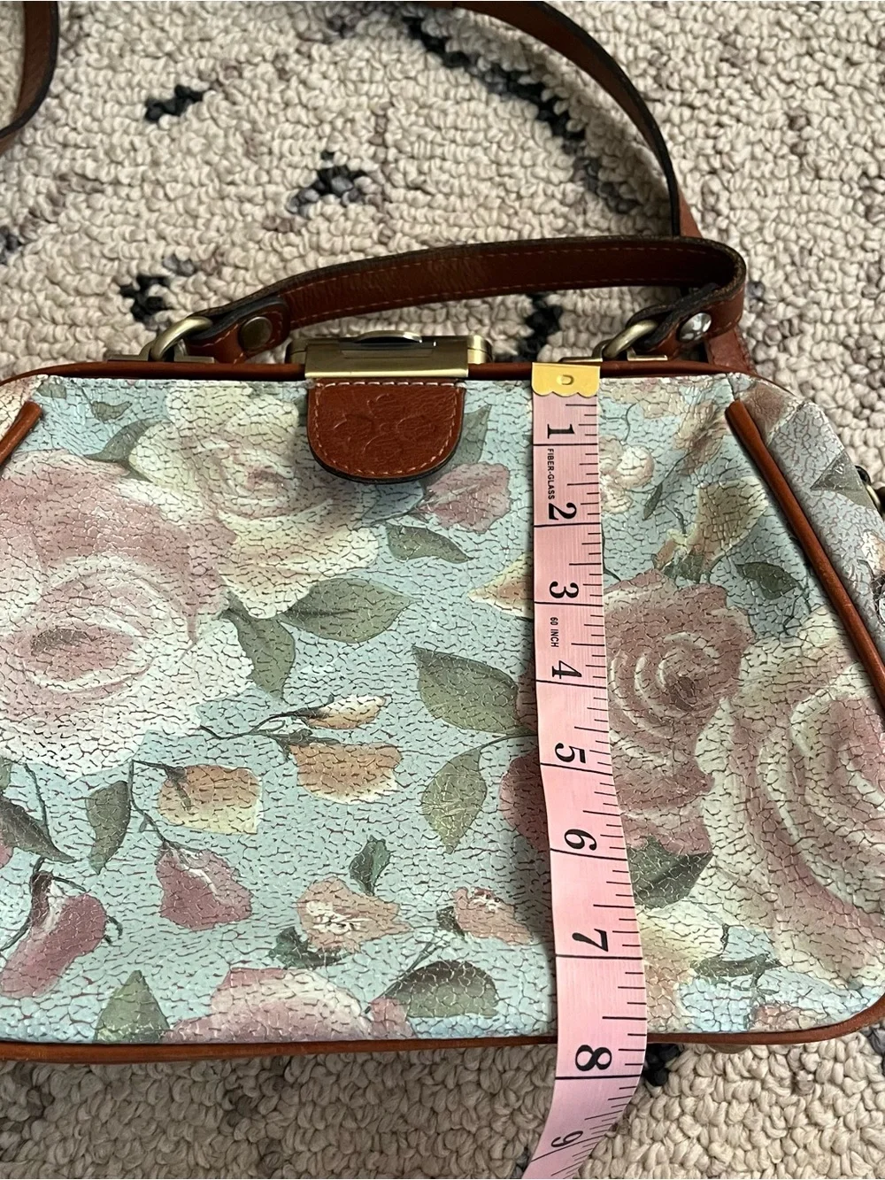 Patricia Nash Gracchi Floral Leather Satchel Crossbody Bag Cottagecore